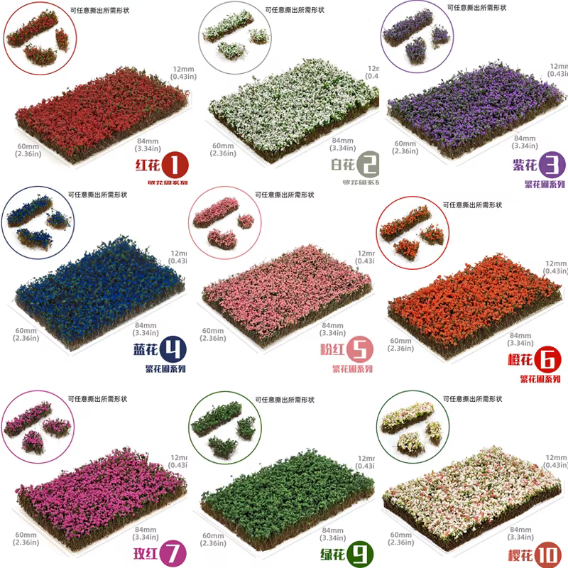 Kits de modélisation DIY de grappes d'herbe et de fleurs déchiquetées à la main pour la décoration de scènes miniatures