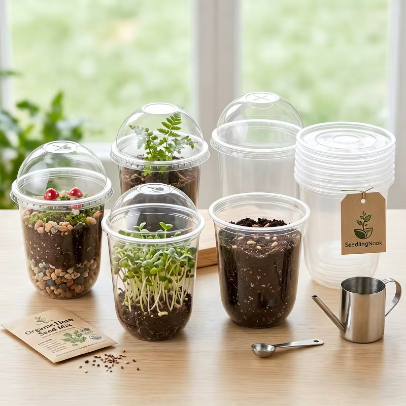 Pot de culture transparent avec couvercle