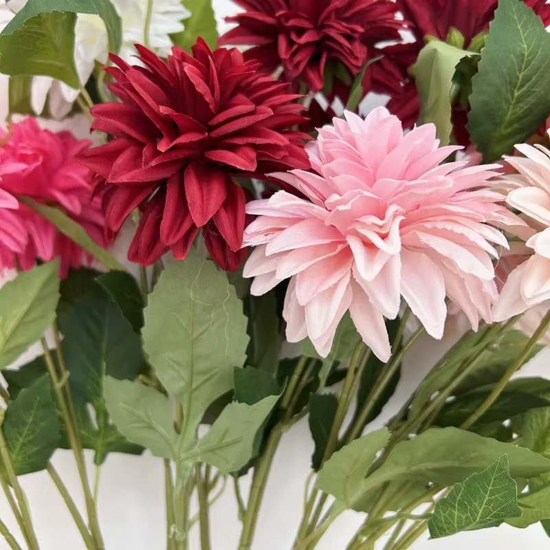 Dahlias en soie réaliste pour fête de mariage couronne de noël anniversaire bricolage maison bureau Vase décoration fleur artificielle