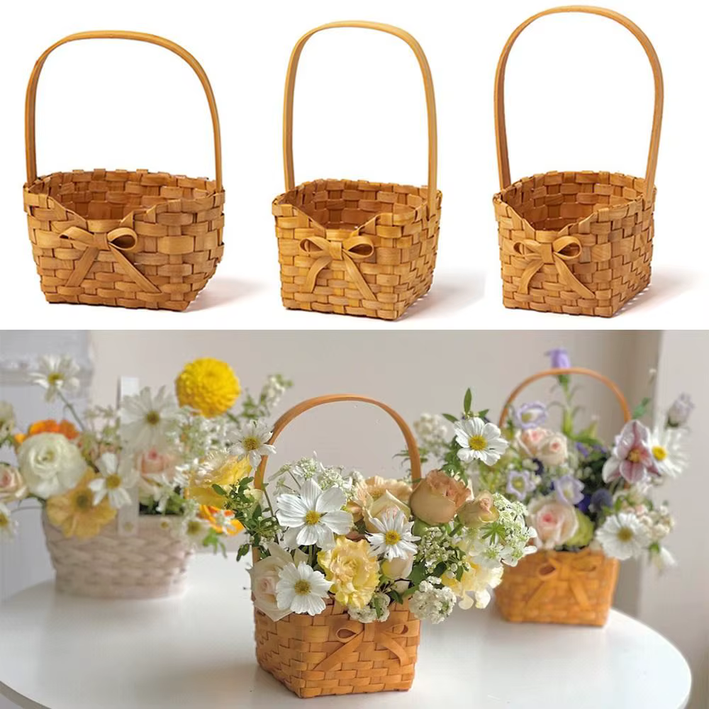 Panier de fleurs de mariée en rotin de saule