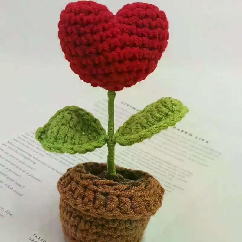 Crochet tissé fini petite plante en pot Simulation fleur