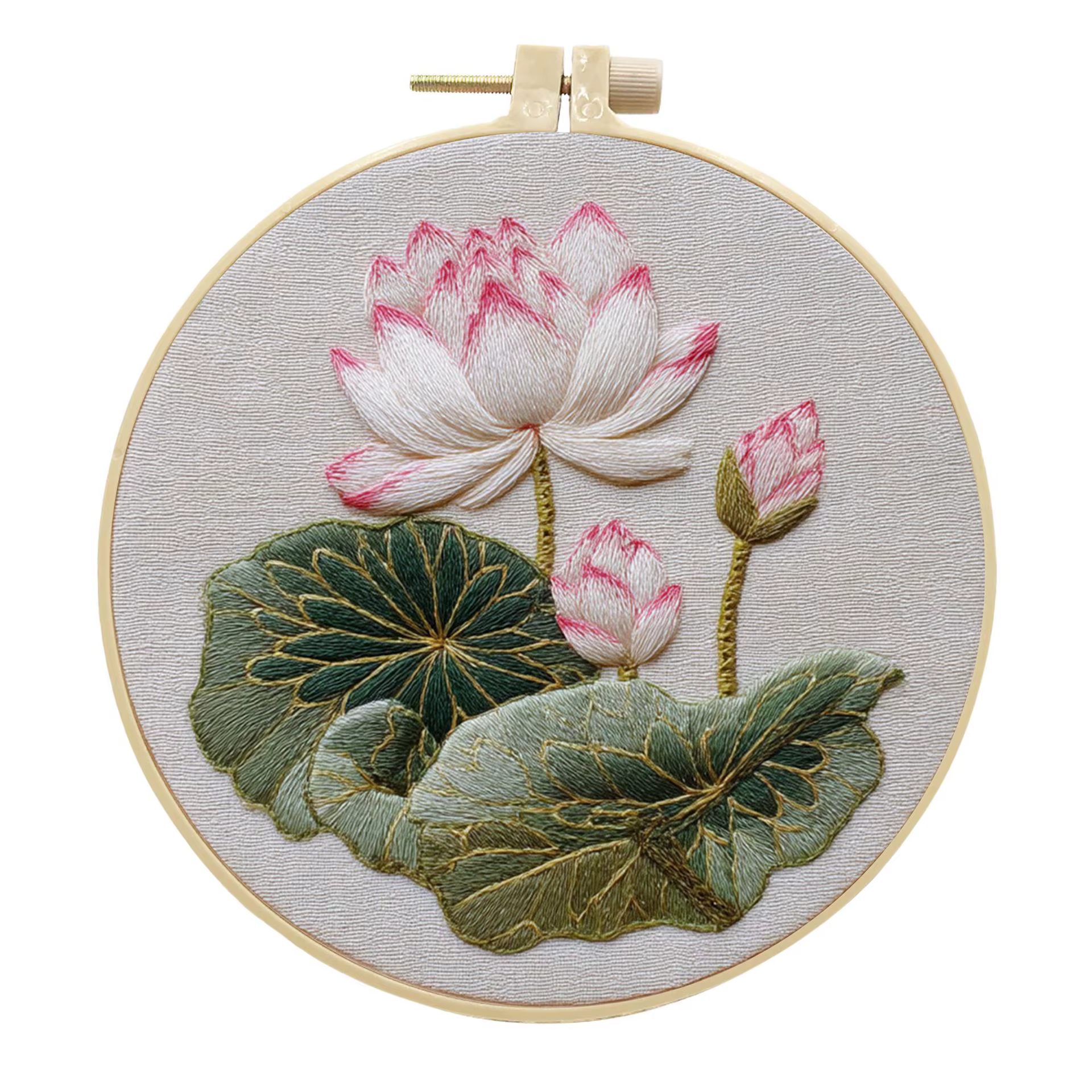 Kits de broderie DIY sur toile imprimée avec motif de fleur de lotus
