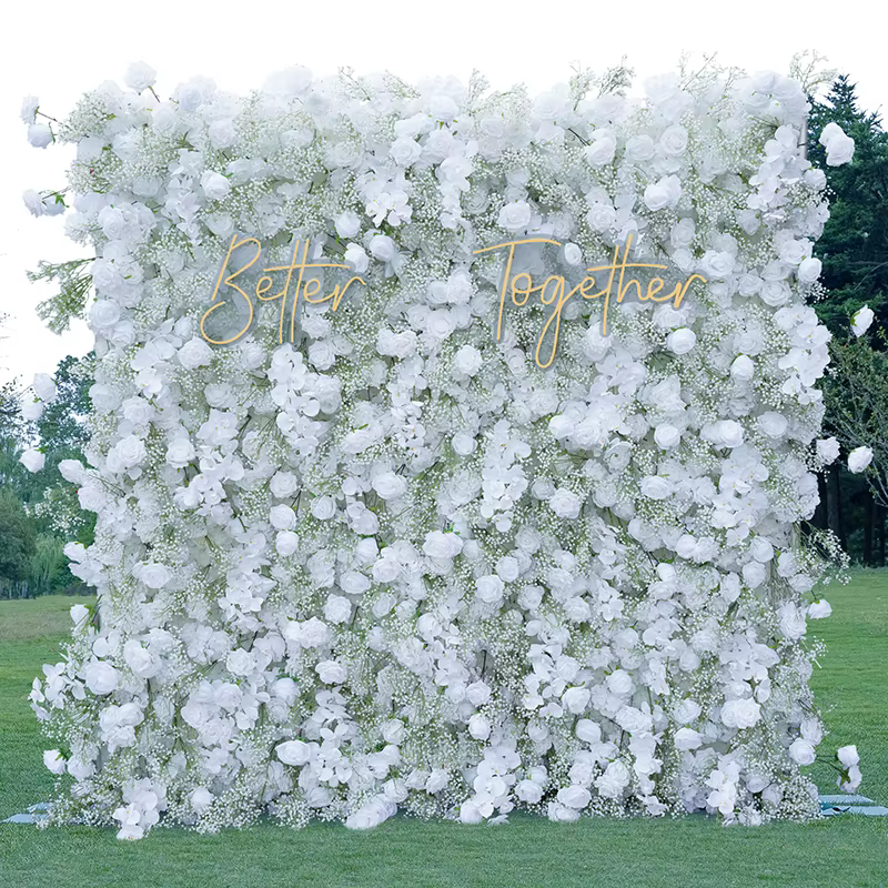 Luxe Babysbreath blanc Rose orchidée 5D tissu fleur mur mariage toile de fond roulant rideau Milan gazon plantes mur accessoires de fête
