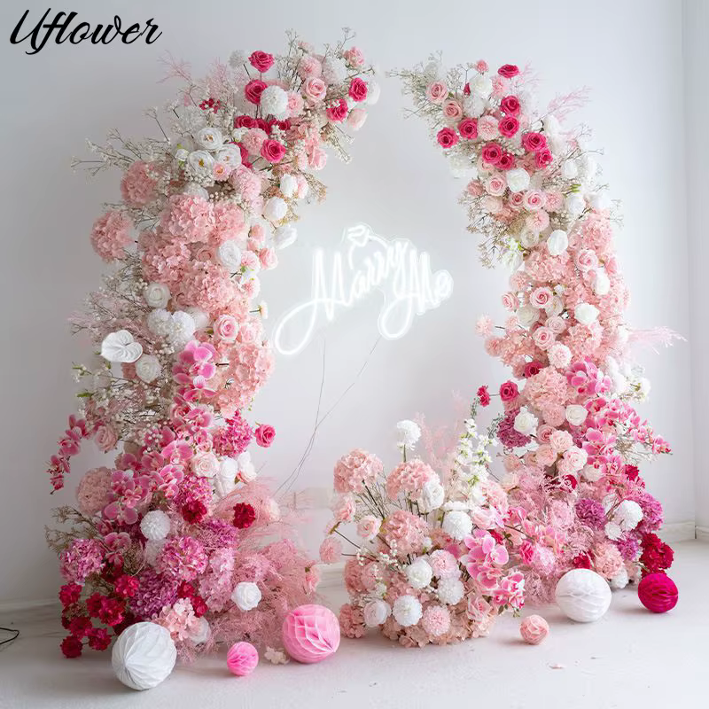 Uflower luxe romantique pêche rose hortensia