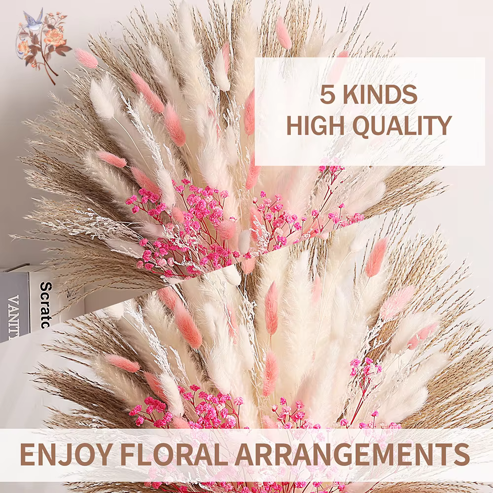 Bouquet de fleurs d'herbe de Pampas éternelle rose