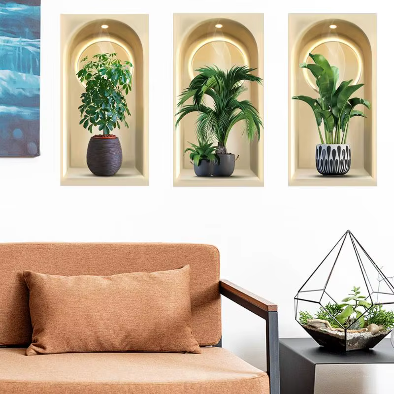 Autocollants muraux de plantes aquarelle 3D