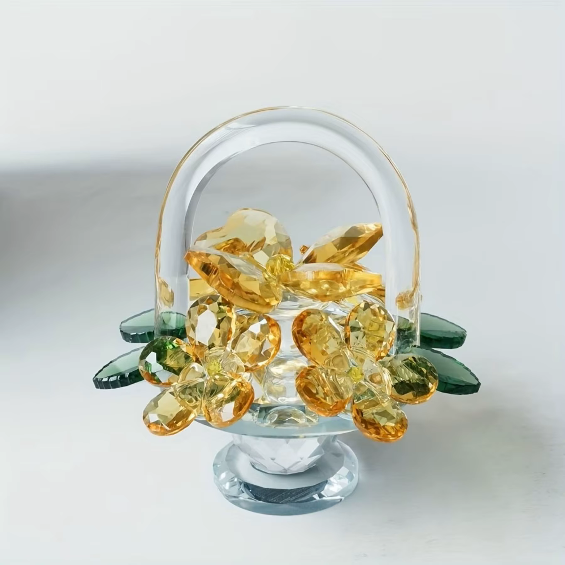 Ornement de panier à fleurs en cristal - Décoration élégante pour la maison