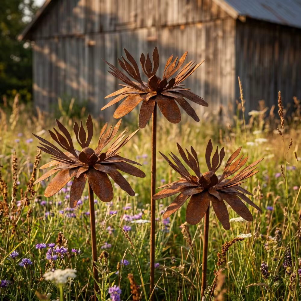 Piquet de jardin en fer rustique vintage