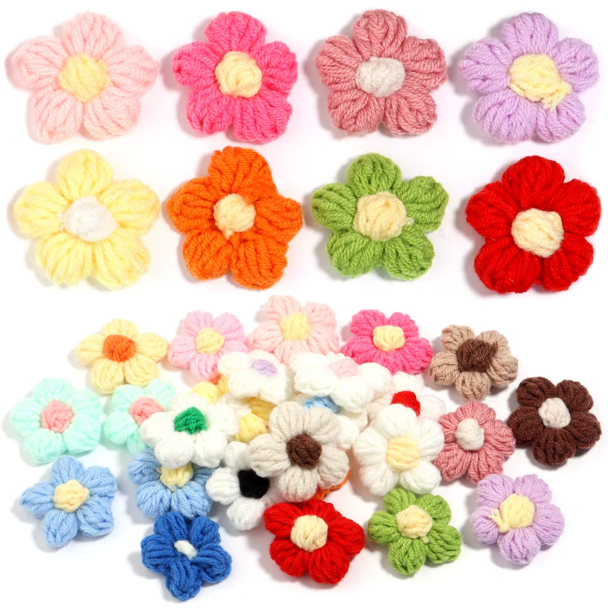 Fleurs en fil de coton de lait faites à la main