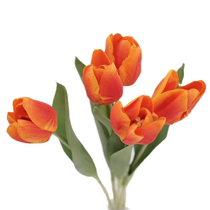 5 pièces, bouquet de tulipes en toucher réel