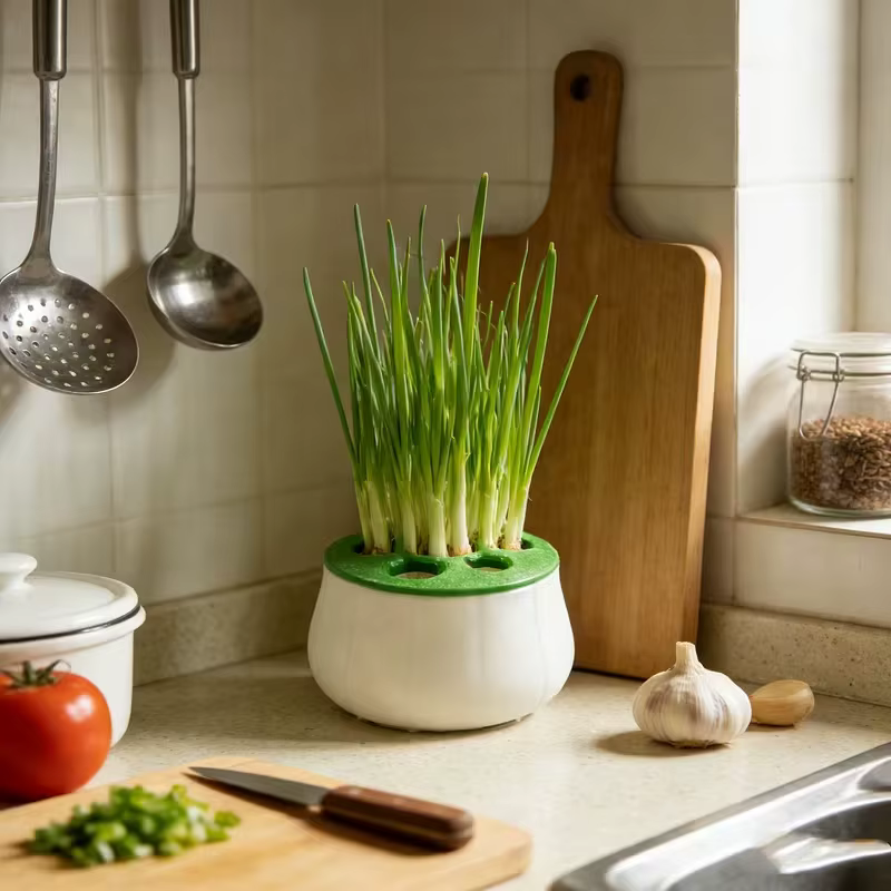 Pot de Reproduction d'Oignons Verts Imprimé en 3D – Station de Propagation Hydroponique pour Jardinage Intérieur et Cuisine – Cadeau Idéal