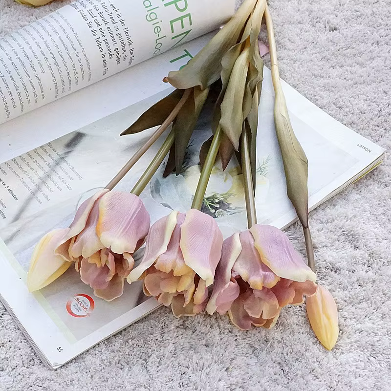 Bouquet de fleurs artificielles tulipes en Silicone
