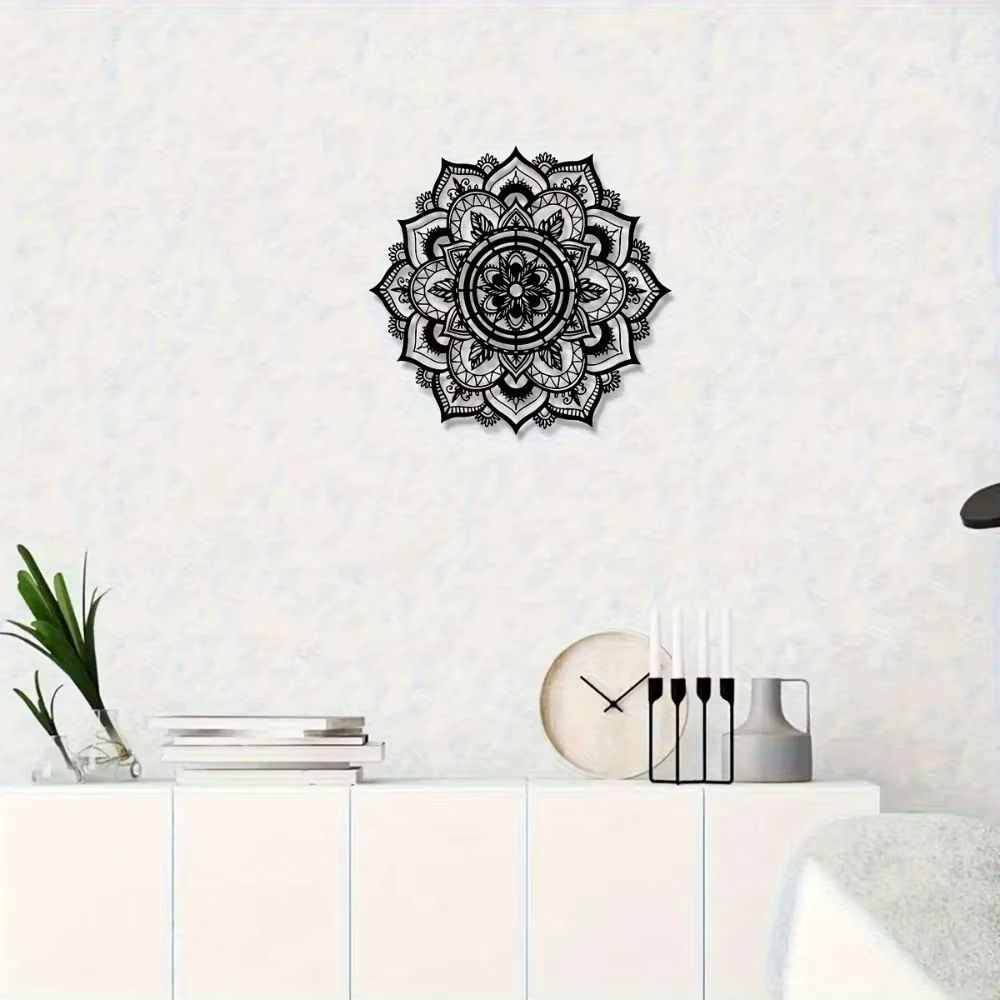 Décoration murale en métal Mandala Bohème Fleur de Lotus Zen pour la maison