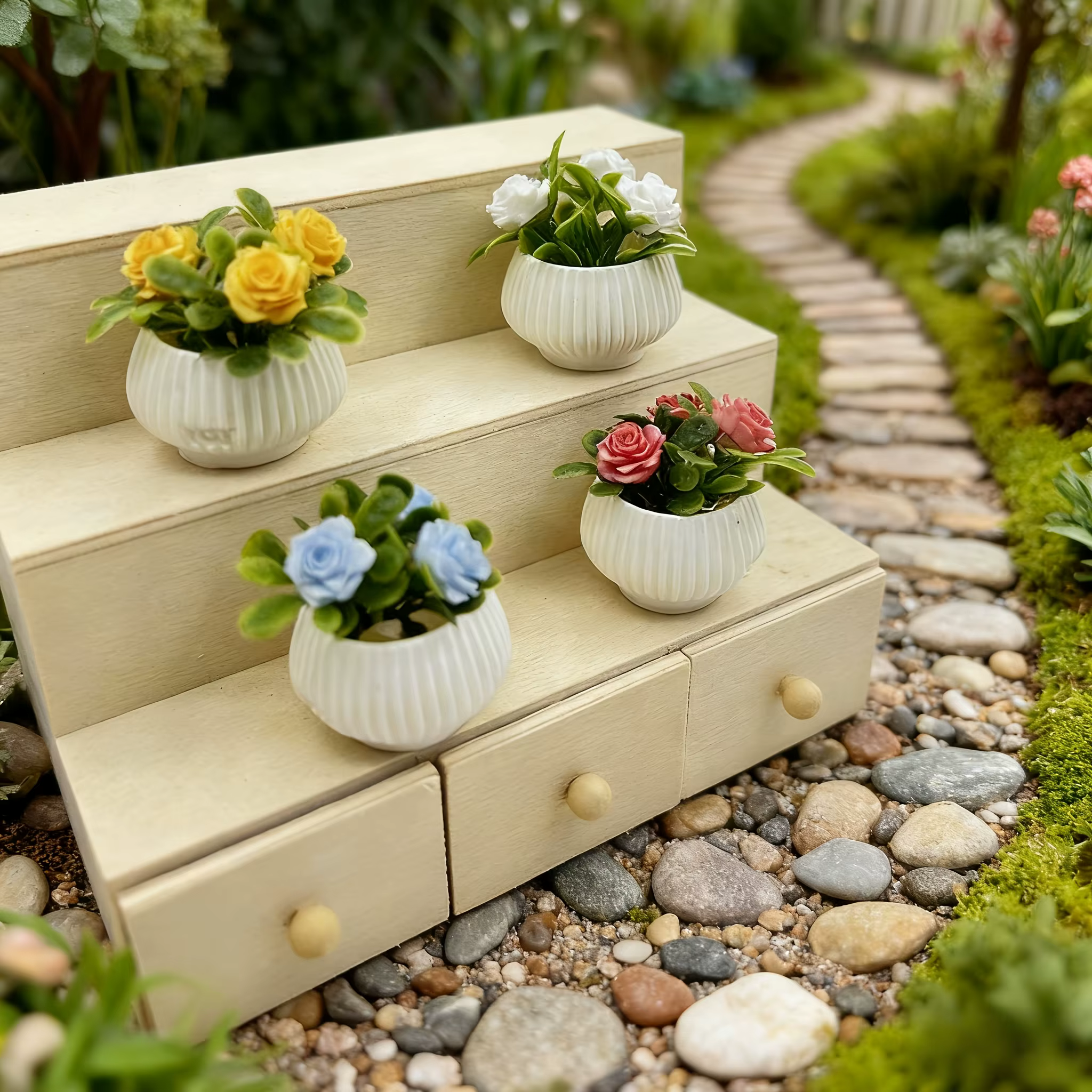 Plantes miniatures en pot de roses