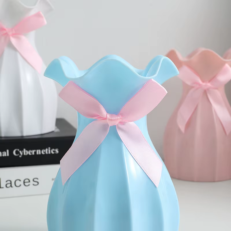 Vase nordique en plastique à fleurs sèches anti-chute
