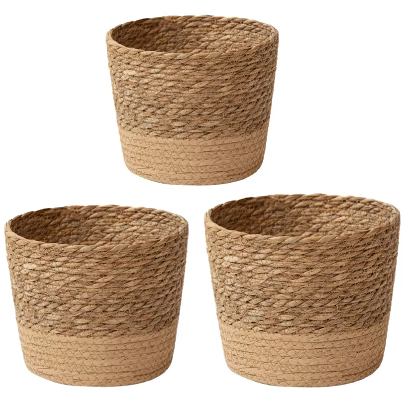 Panier de rangement en rotin tressé à la main pour plantes et fleurs