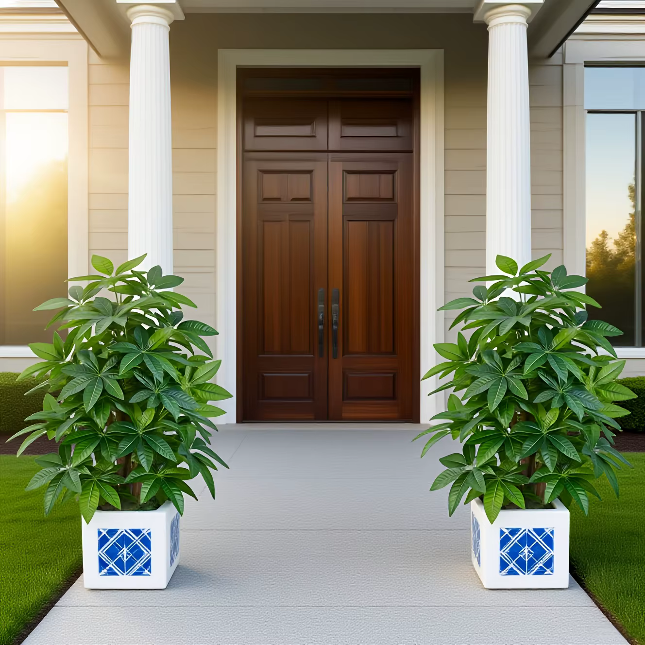 1 pièces grandes plantes vertes réalistes arbre d'argent artificiel paume pour jardin extérieur mariages fêtes balcon porche cour noël