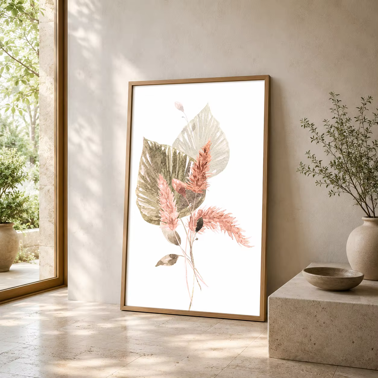 Art mural aux motifs de plantes et de fleurs