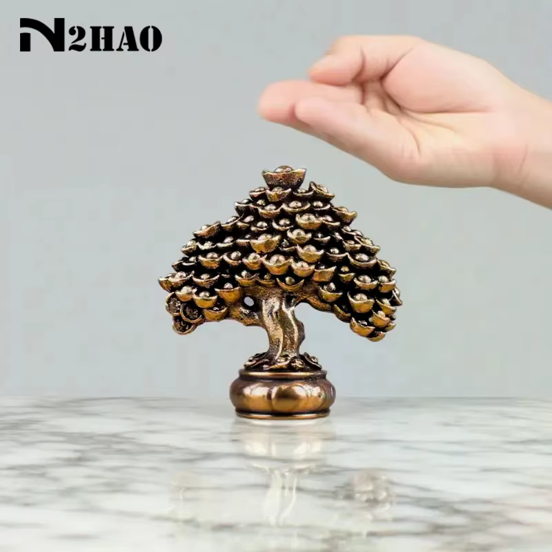 Figurines Feng Shui d'arbre de richesse chinoise en laiton