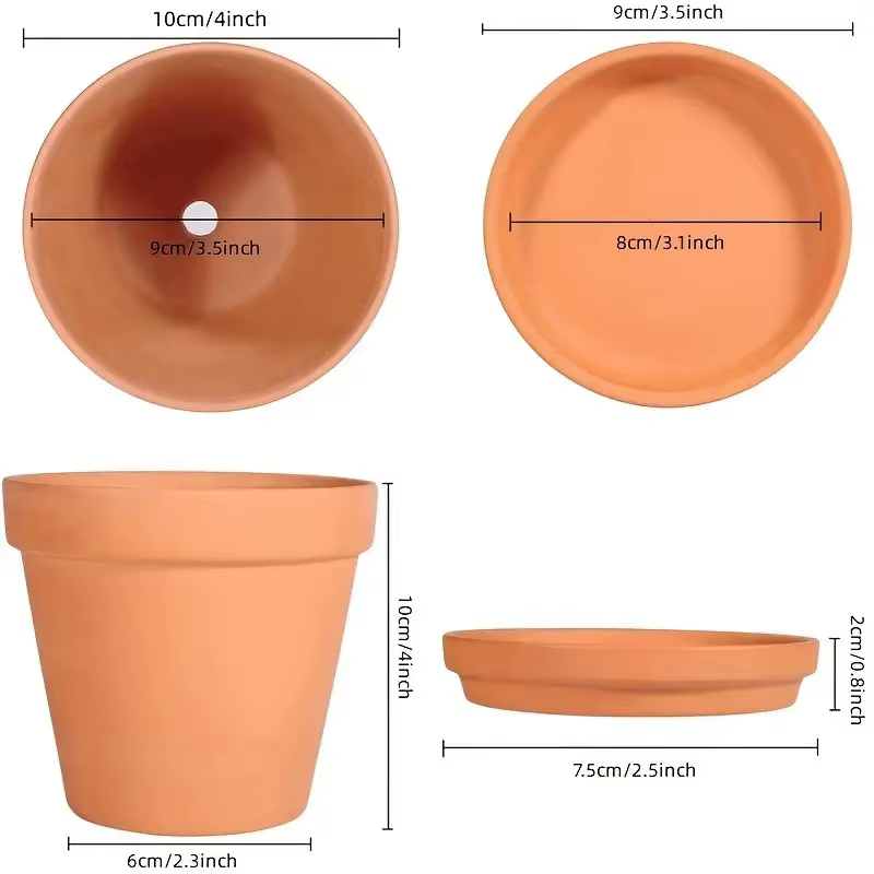 Pots en terre cuite de 4 pouces (paquet de 4)