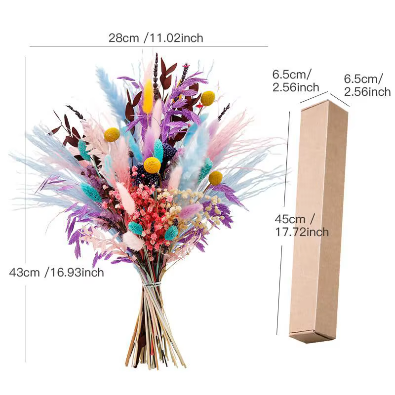 Bouquet de fleurs séchées de pampa colorées à faire soi-même pour mariages