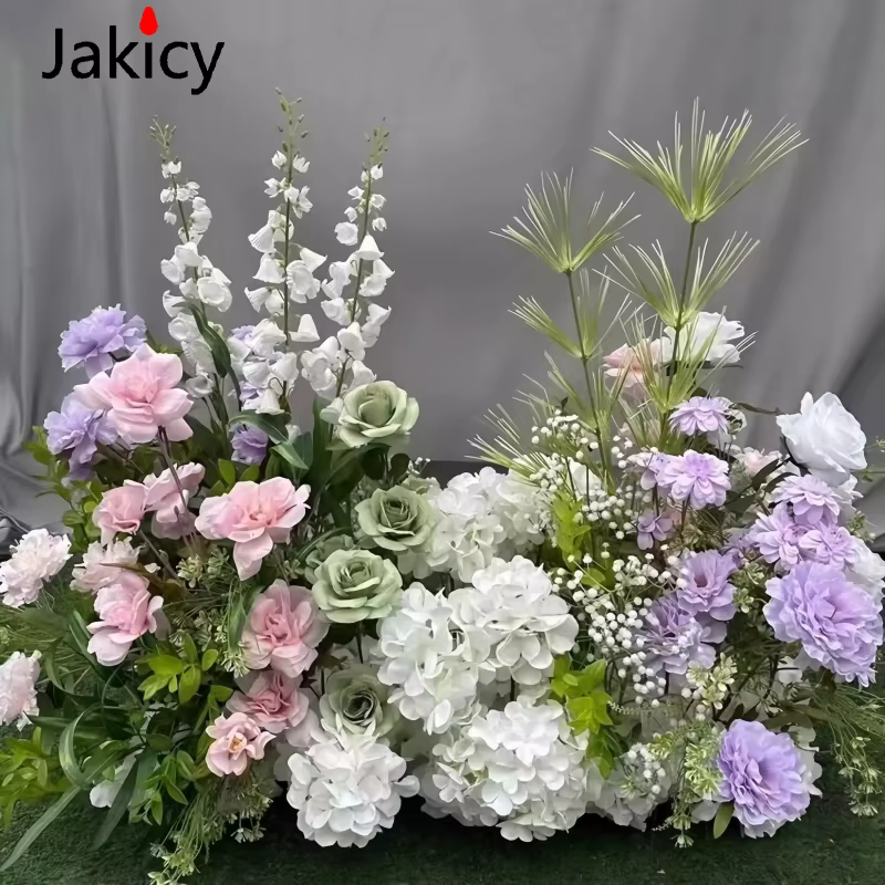 Plantes vertes feuille artificielle mariage soie fleur terre rangée