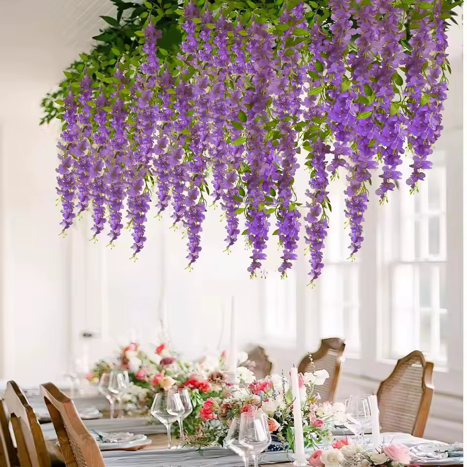 Guirlandes de fleurs suspendues de glycine artificielle
