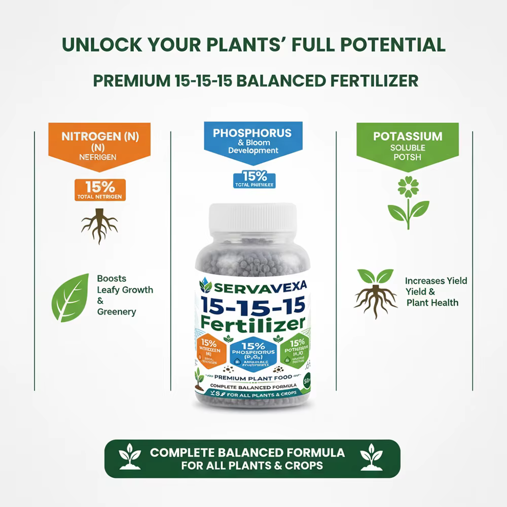 Engrais granulaire premium 15-15-15 - Alimentation végétale NPK équilibrée (azote