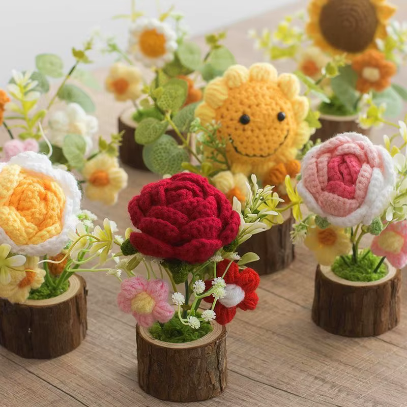 Fleurs de tournesol au crochet faites à la main