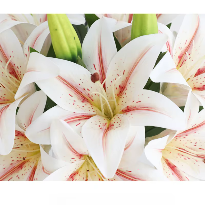 Vert aloès 4 pièces mariage rose lys Simulation fleur balcon décoration artificielle impression 3D 2 fleurs 1 bourgeon lys branche