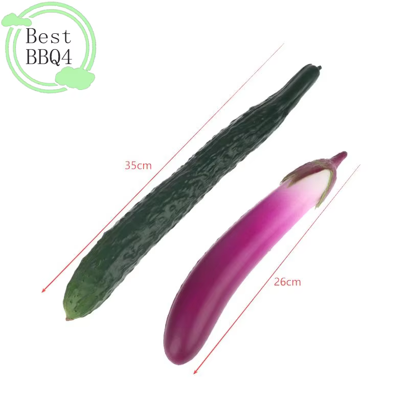Ornement de légumes artificiels réalistes (BBQ4) – Répliques souples et sûres d'aubergines et de concombres pour la photographie