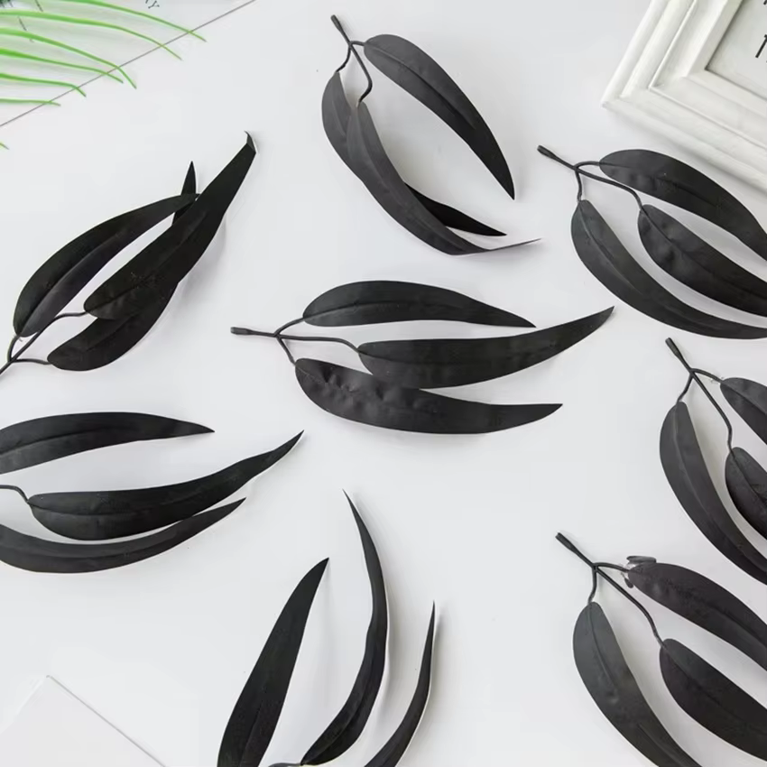 Plantes artificielles feuilles d'eucalyptus feuille de saule noir pour le festival mariage décoration de la maison bricolage craftswreaths accessoires bouquet