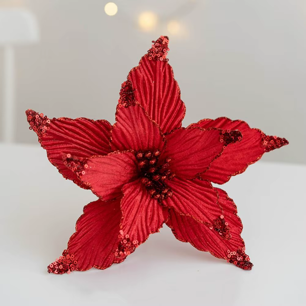 P fleurs de noël à paillettes de haute qualité