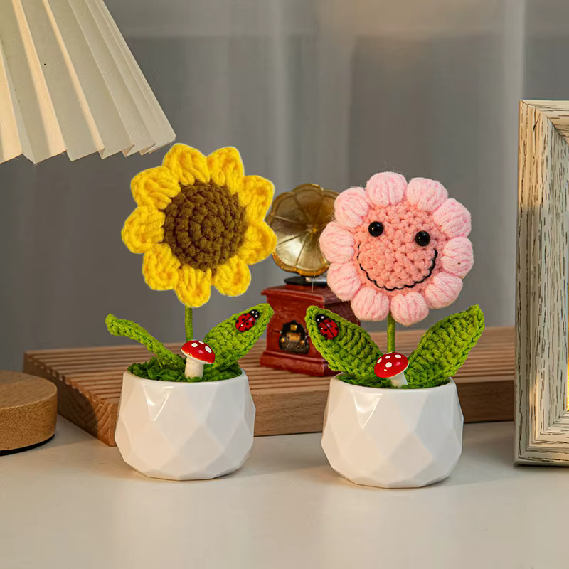 Fleur artificielle au Crochet de tournesol tissée à la main