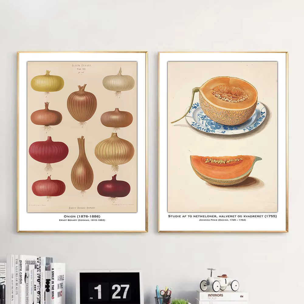 Affiche d'illustration d'étude botanique de Fruits et légumes Vintage