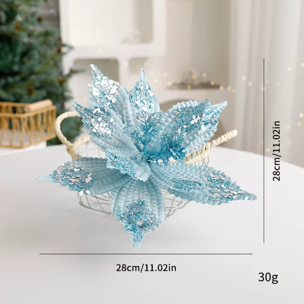 Poinsettia Artificiel Paillettes Fleur