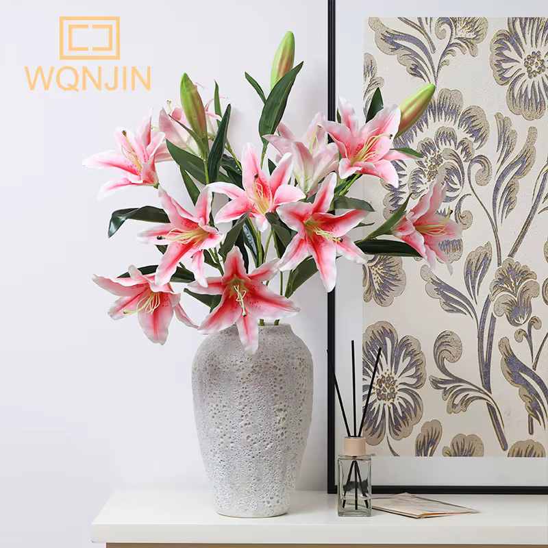 Bouquet de fleurs artificielles de faux lys