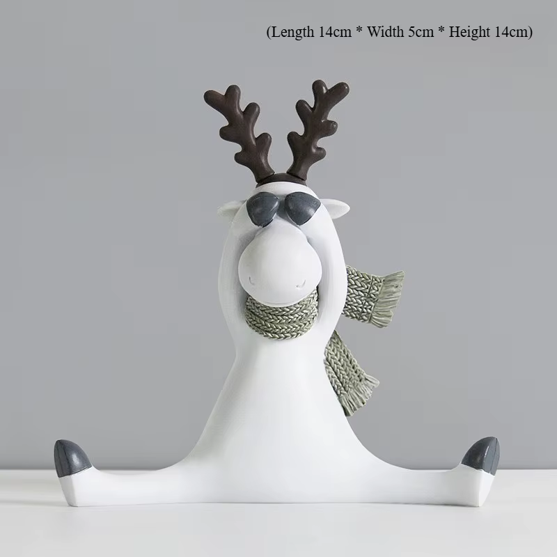 Statue de renne de Noël en résine artisanale