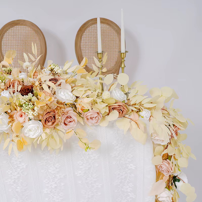 C8638 série Champagne avec Pampas herbe Table fleur église mariage réception Center Arrangement Floral fête événement décor accessoires