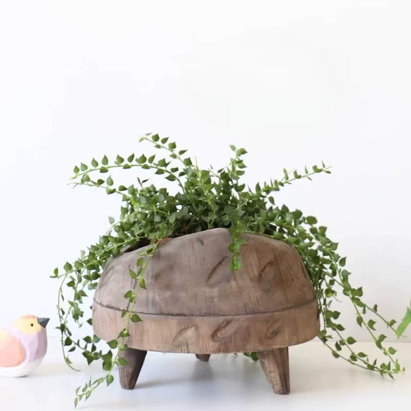 Vase à fleurs Vintage en bois vieilli