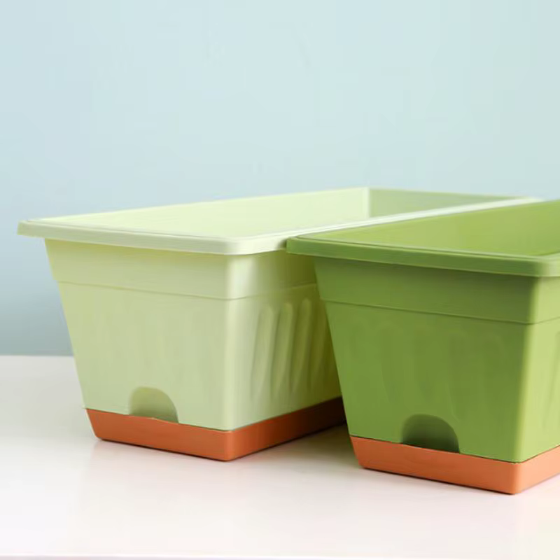 Pot de plantes rectangulaire en plastique pour l'intérieur et l'extérieur