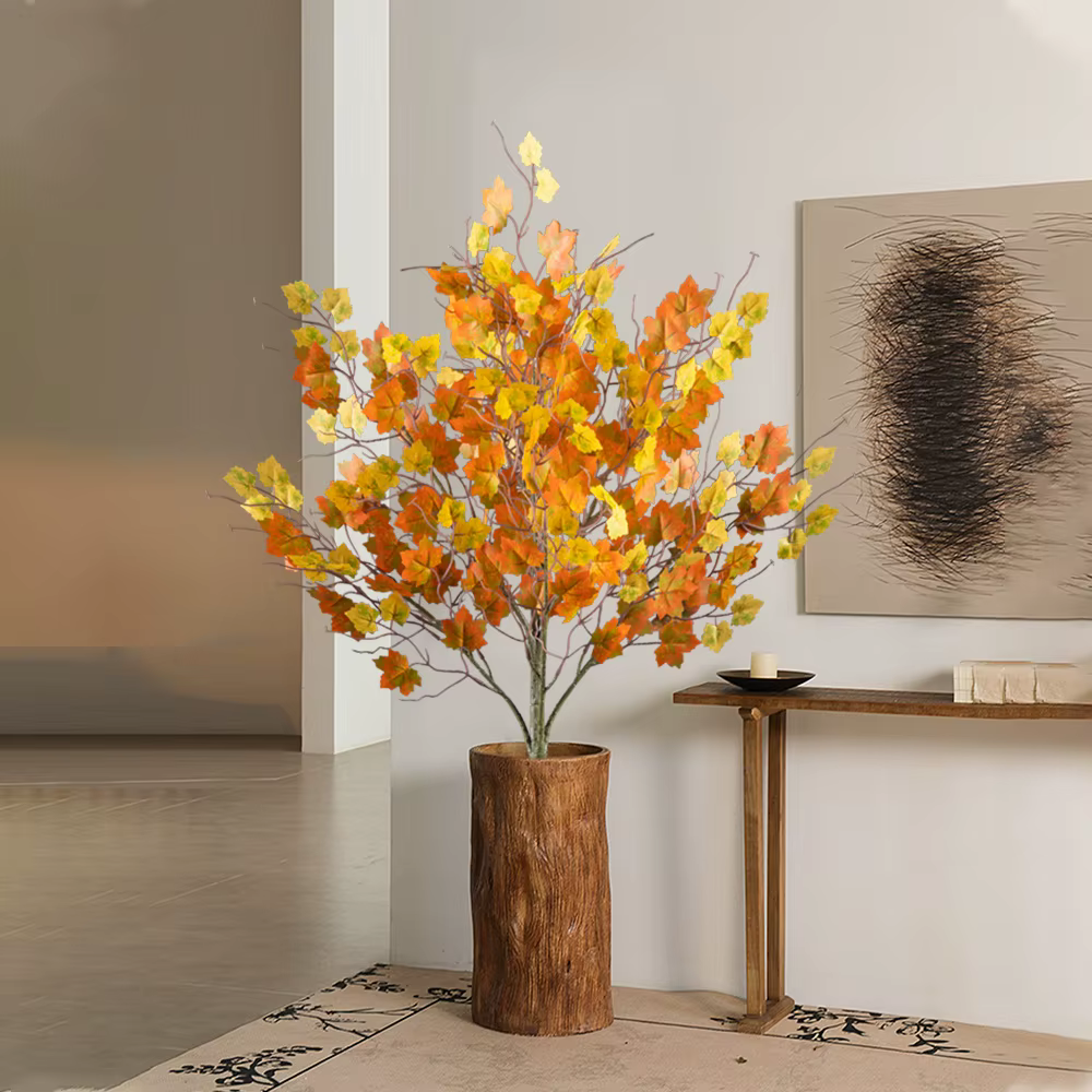Feuilles d'Érable Artificielles, Fausses Plantes Tropicales, Branche pour Festival de Récolte, Décor d'Halloween, 40-60cm