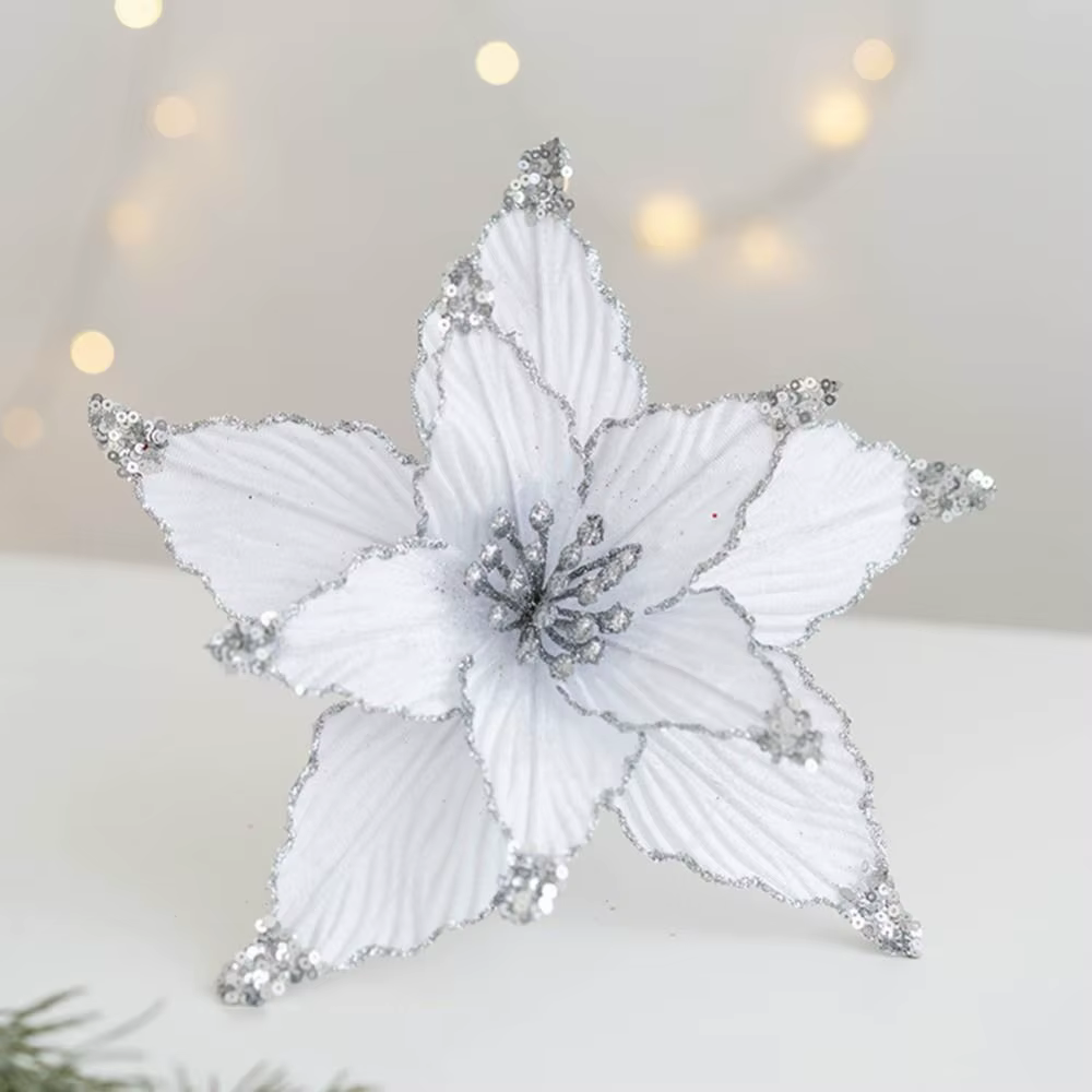 P fleurs de noël à paillettes de haute qualité