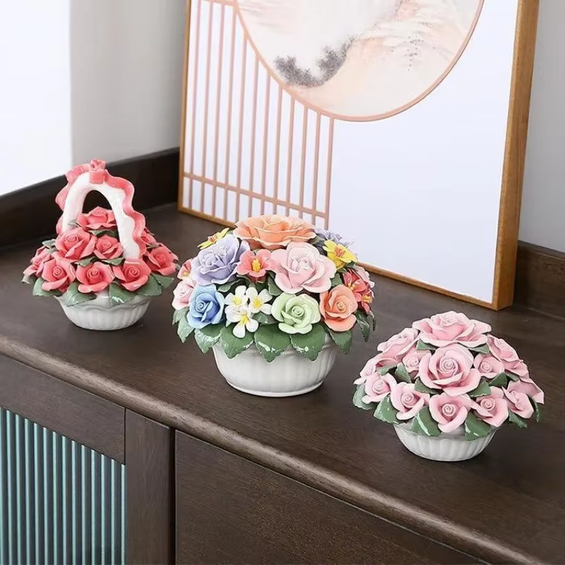 Mini panier de fleurs en céramique fait à la main