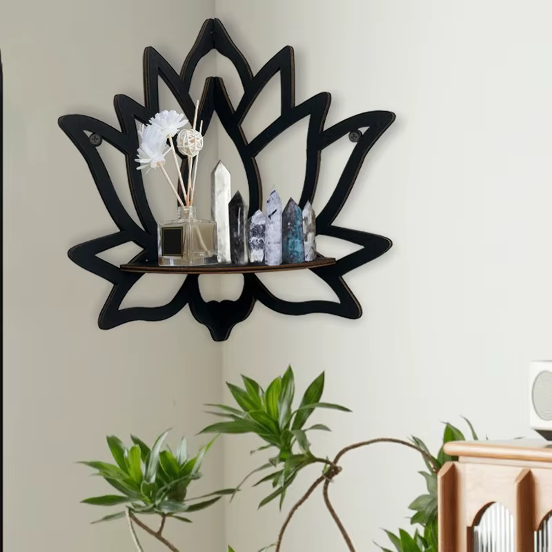 Support décoratif creux en bois Lotus