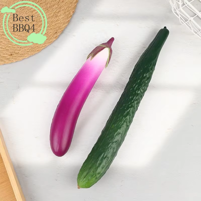 Ornement de légumes artificiels réalistes (BBQ4) – Répliques souples et sûres d'aubergines et de concombres pour la photographie