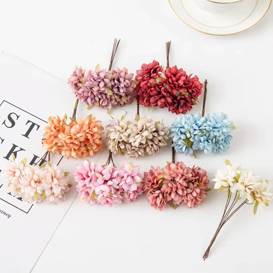 Fleurs artificielles En Soie Oeillet Mini Bouquet Jardin En Plein Air De Mariage Guirlande Maison Vase Table Decorat Scrapbook Ornements De Mariée