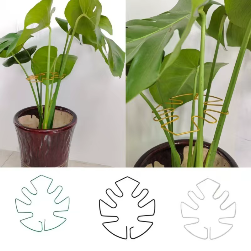 Support de plante en métal en forme de feuille de Monstera