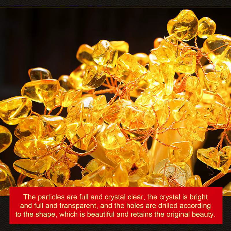 Arbre d'argent Citrine chinois Feng Shui Fa Cai cristal Yuanbao