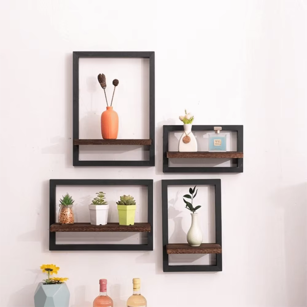 Étagère murale créative en bois pour plantes